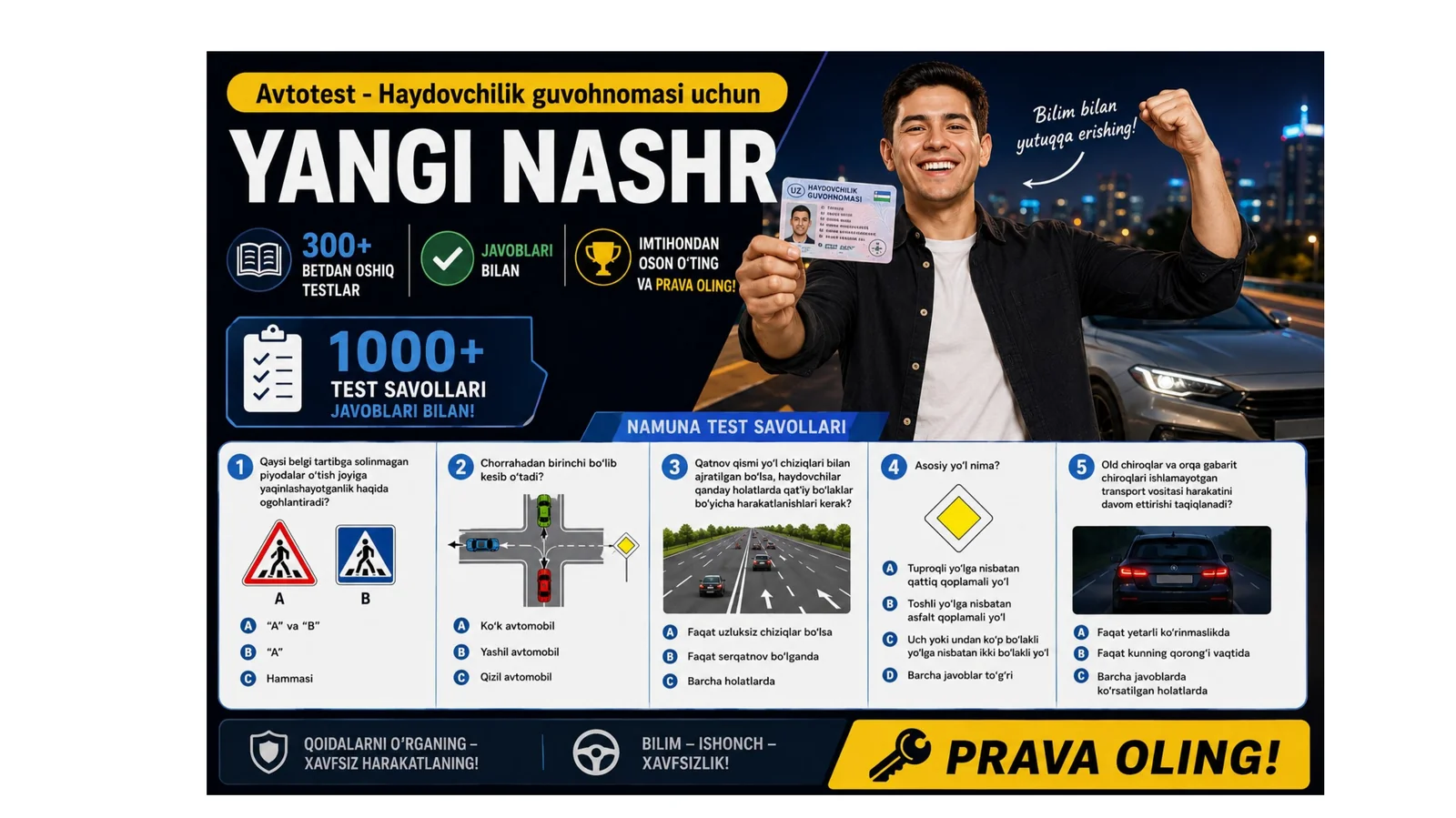Avtotest prava savollar javoblari bilan