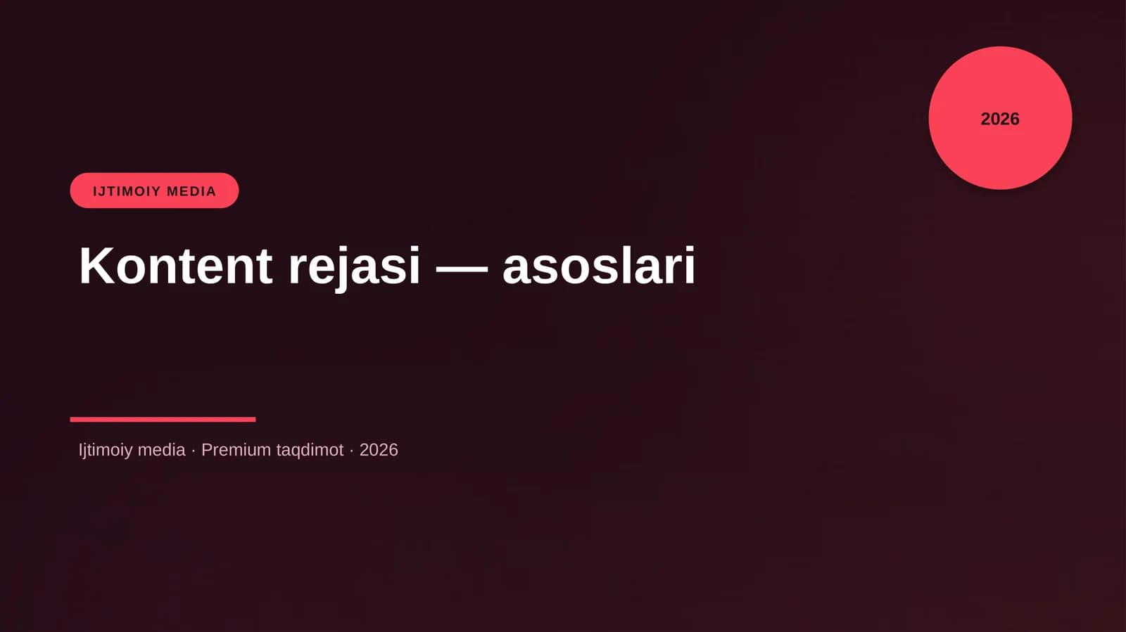Kontent rejasi — asoslari