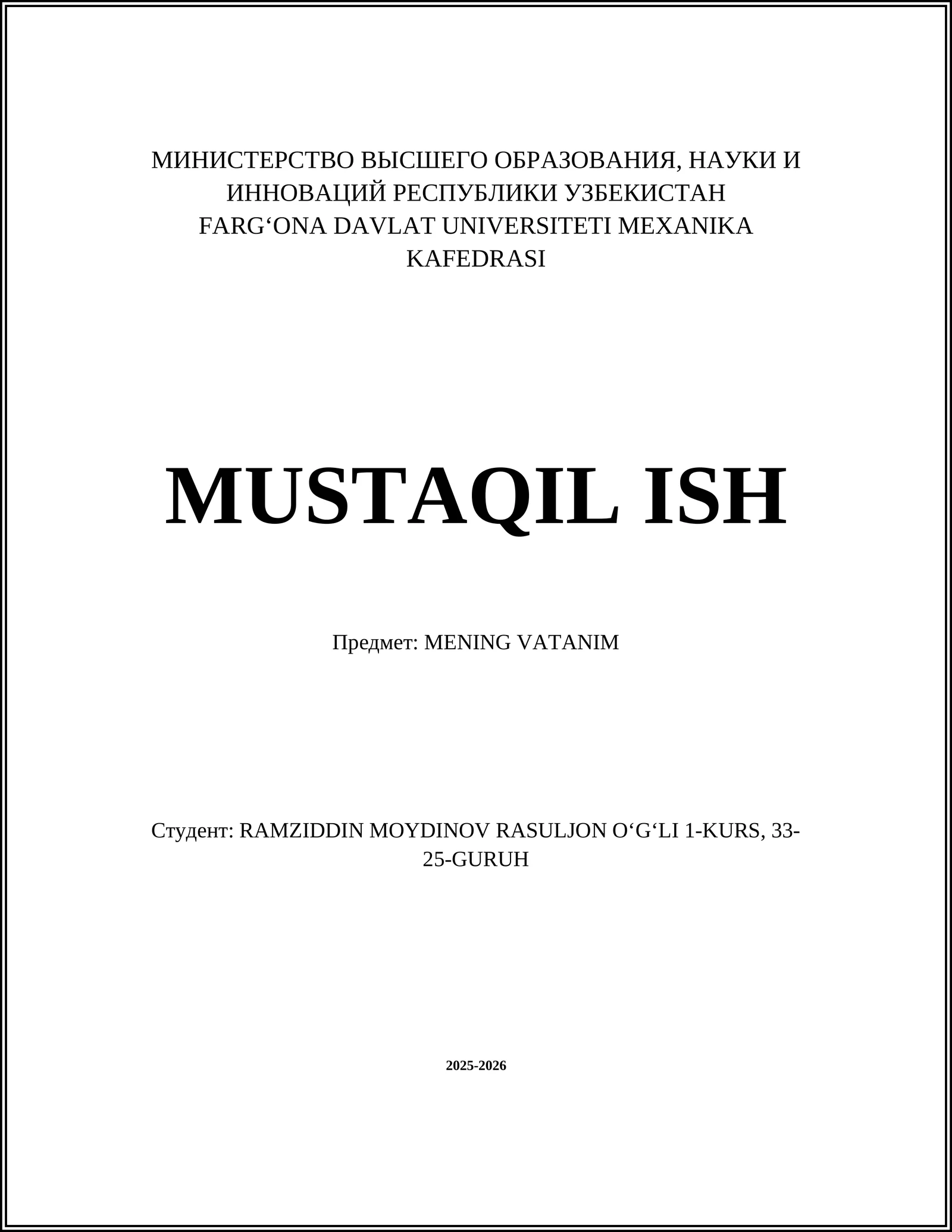 MENING VATANIM