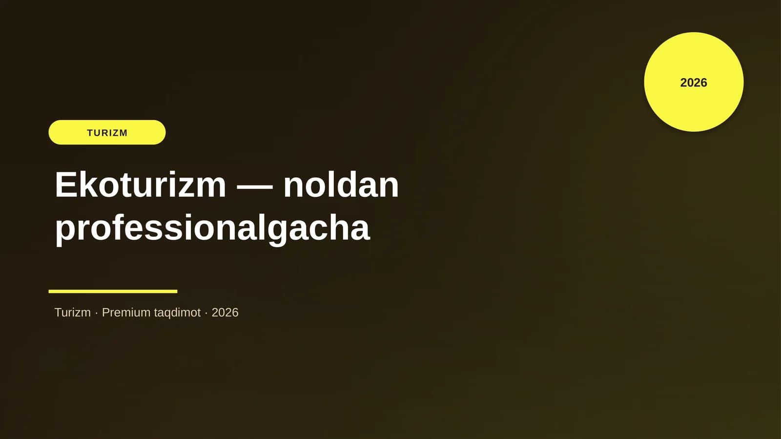 Ekoturizm — noldan professionalgacha