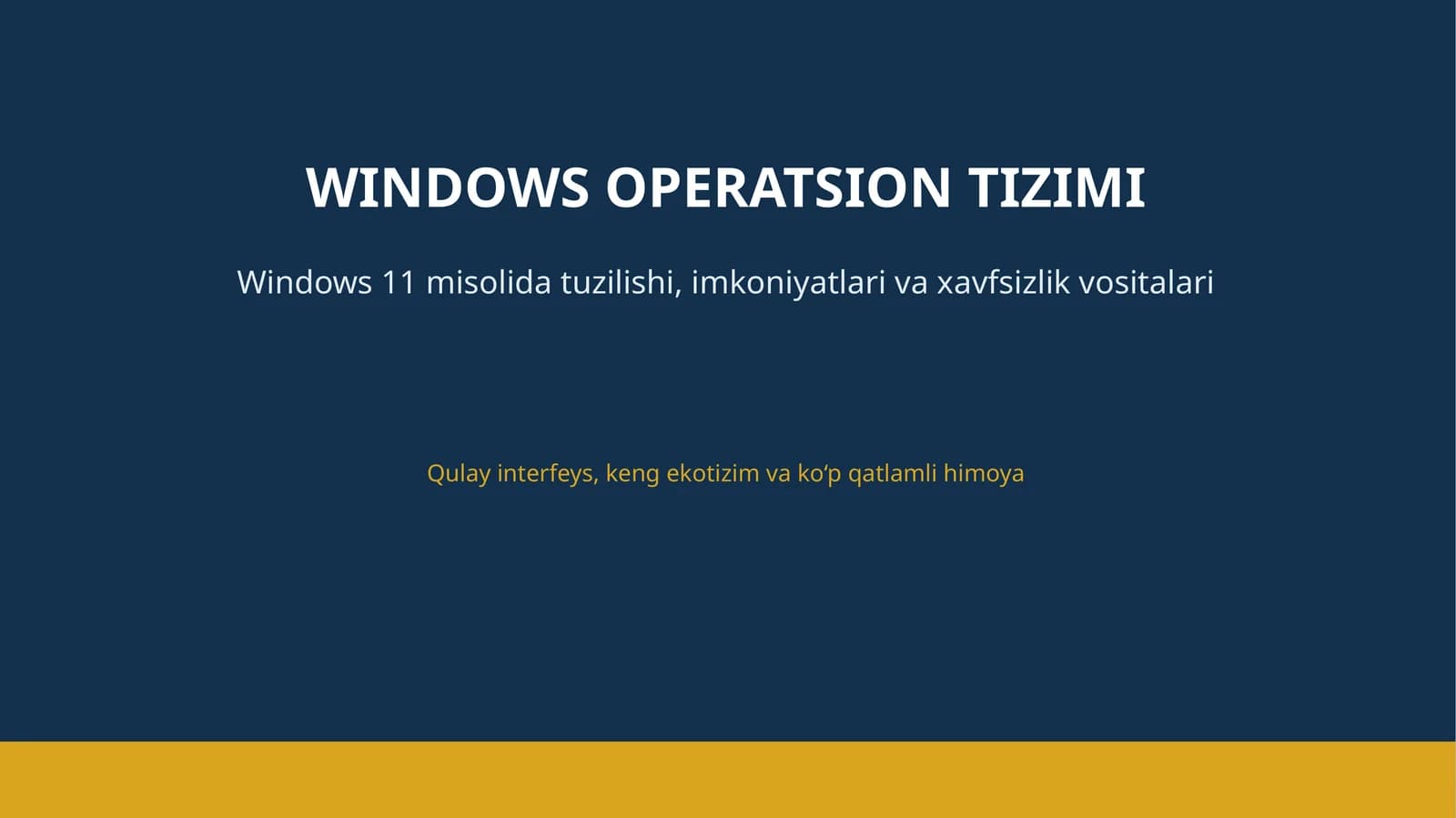 WINDOWS OPERATSION TIZIMI