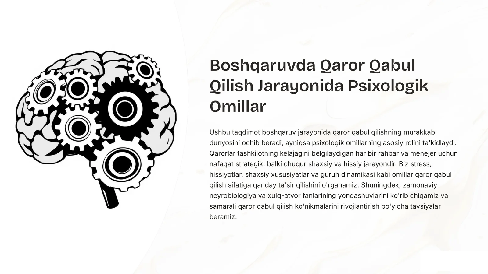 Boshqaruvda Qaror Qabul Qilish Jarayonida Psixologik Omillar