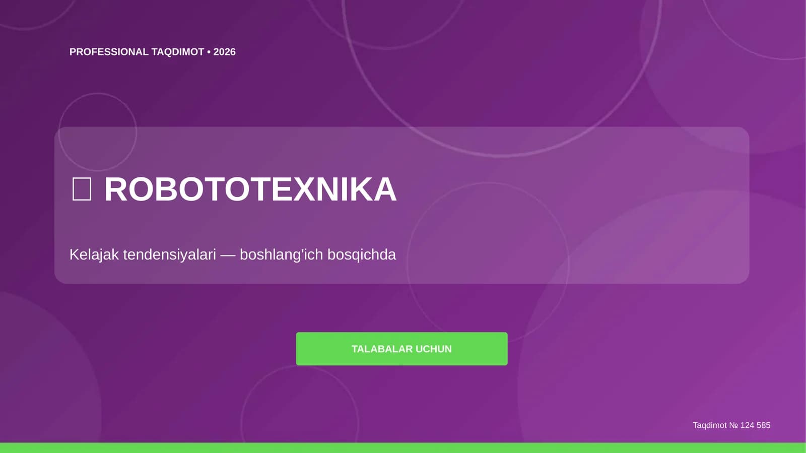 Robototexnika: kelajak tendensiyalari (boshlang'ich bosqichda)