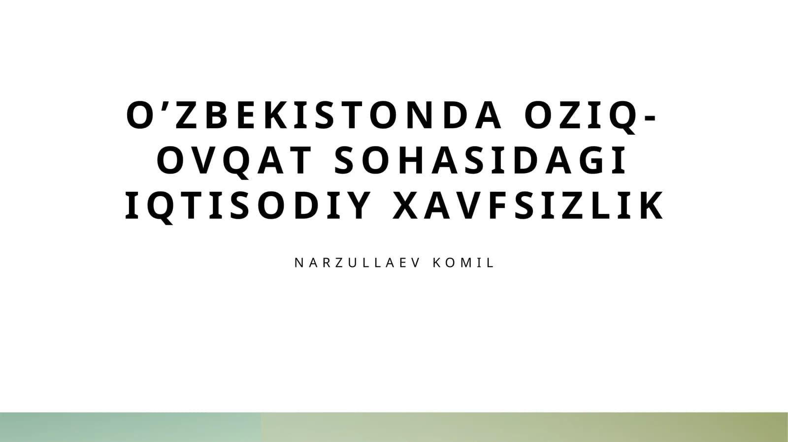 Oziq-ovqat ishlab chiqarish va uni ta’minlashning barqarorligi
