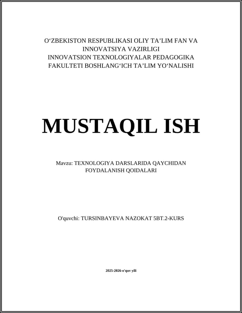 Qaychidan Foydalanish Qoidalari