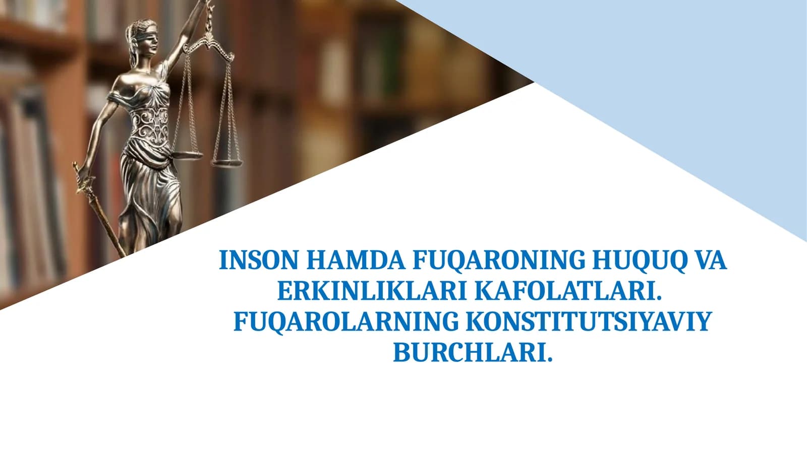 INSON HAMDA FUQARONING HUQUQ VA ERKINLIKLARI KAFOLATLARI.  FUQAROLARNING KONSTITUTSIYAVIY BURCHLARI.