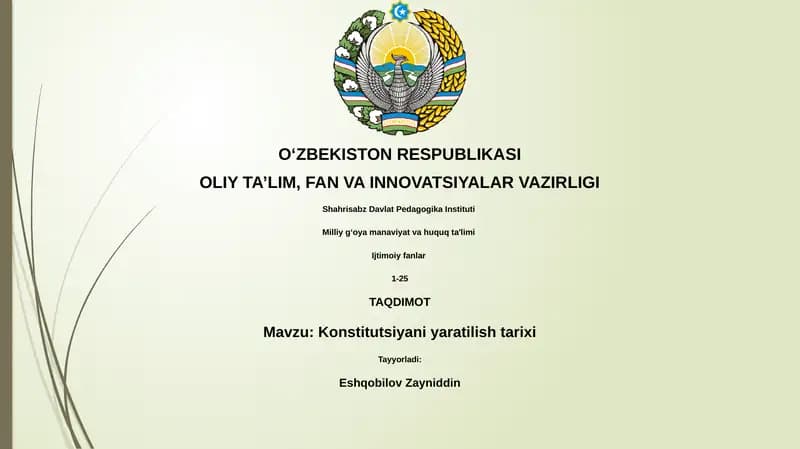 Konstitutsiyani yaratilish tarixi