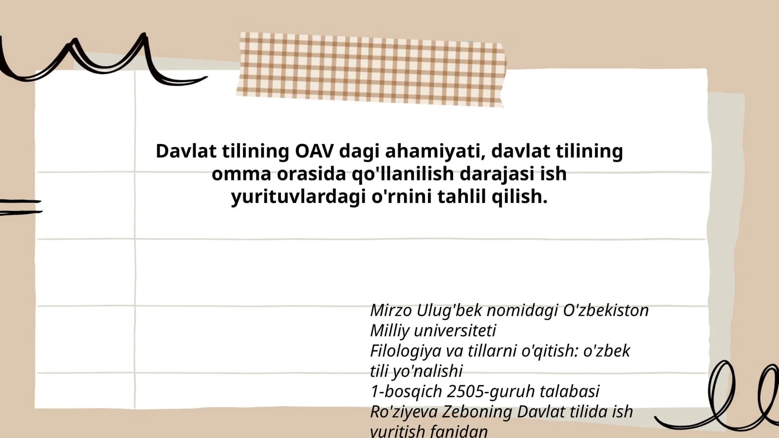 Davlat tilining OAV dagi ahamiyati, davlat tilining omma orasida qo'llanilish darajasi ish yurituvlardagi o'rnini tahlil qilish
