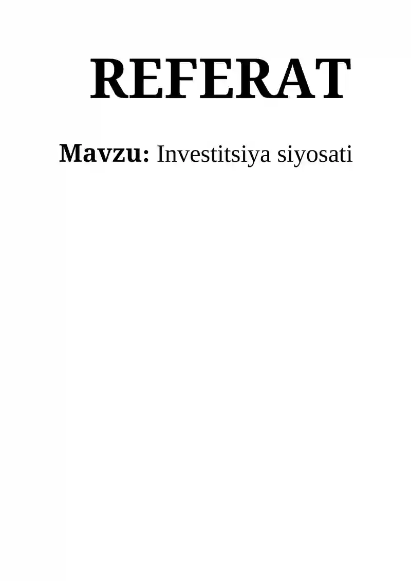 Investitsiya siyosati