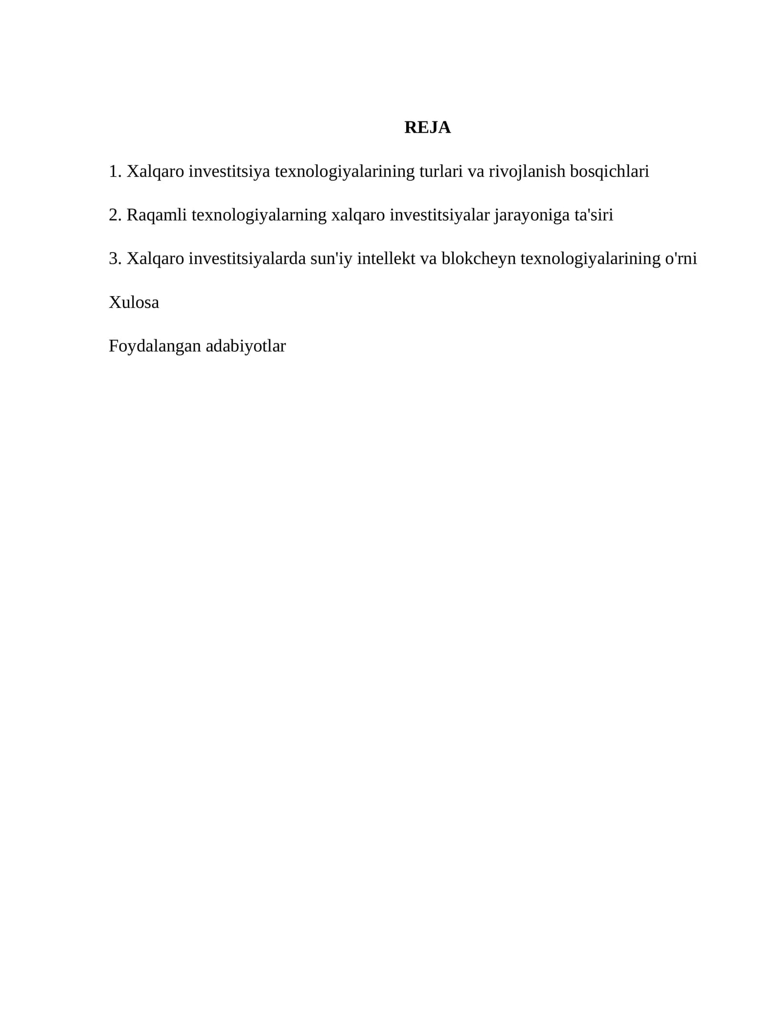 Xalqaro investitsiya texnologiyalari