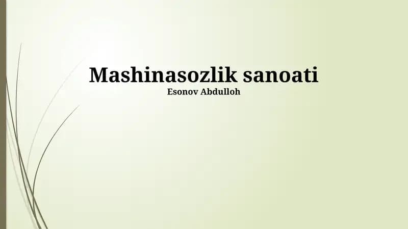 Mashinasozlik sanoati
