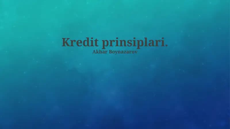 Kredit prinsiplari