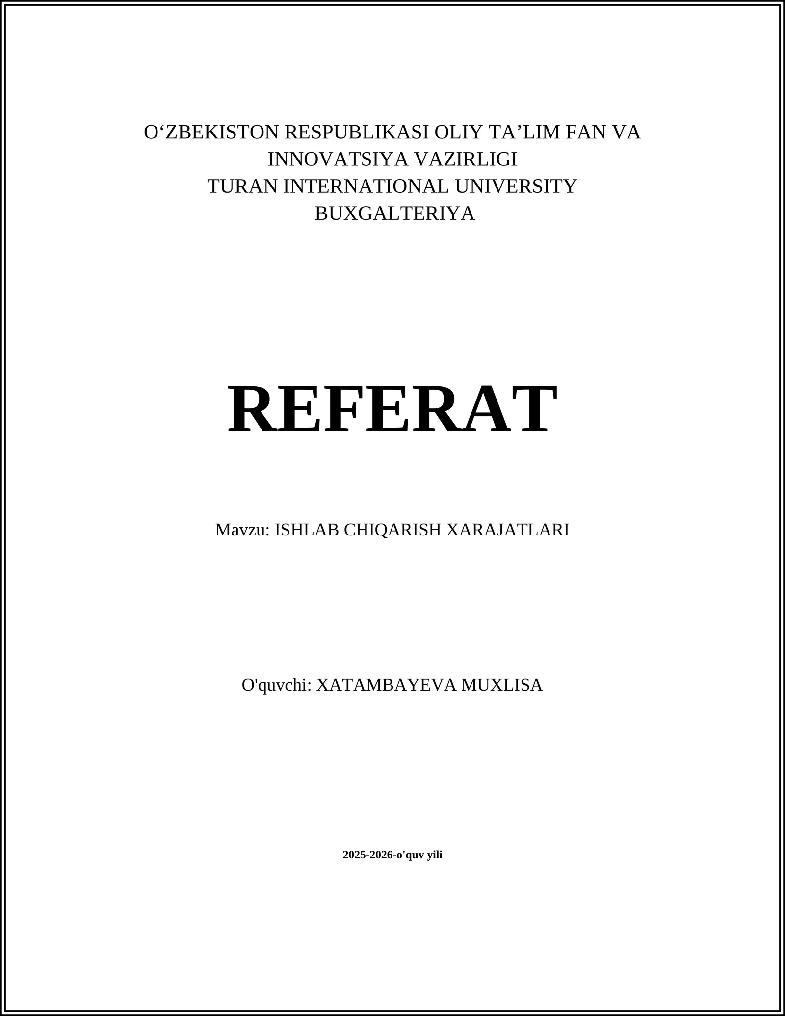 ISHLAB CHIQARISH XARAJATLARI