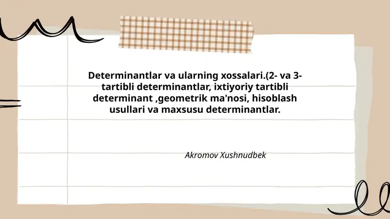 Determinantlar va ularning xossalari