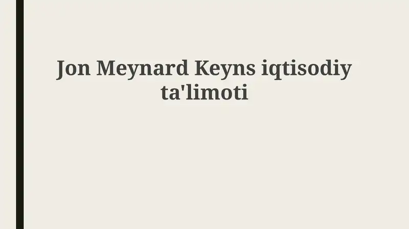 Jon Meynard Keynes iqtisodiy ta'limoti