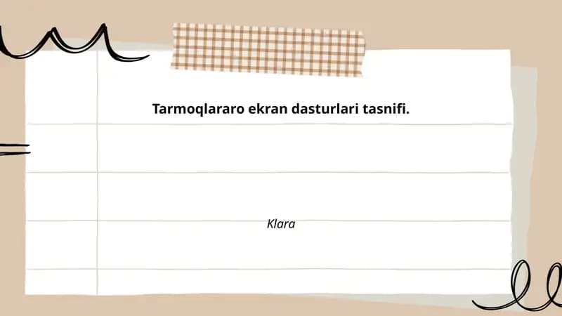 Tarmoqlararo ekran dasturlari tasnifi