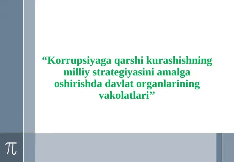 Milliy strategiya va tegishli davlat dasturlari