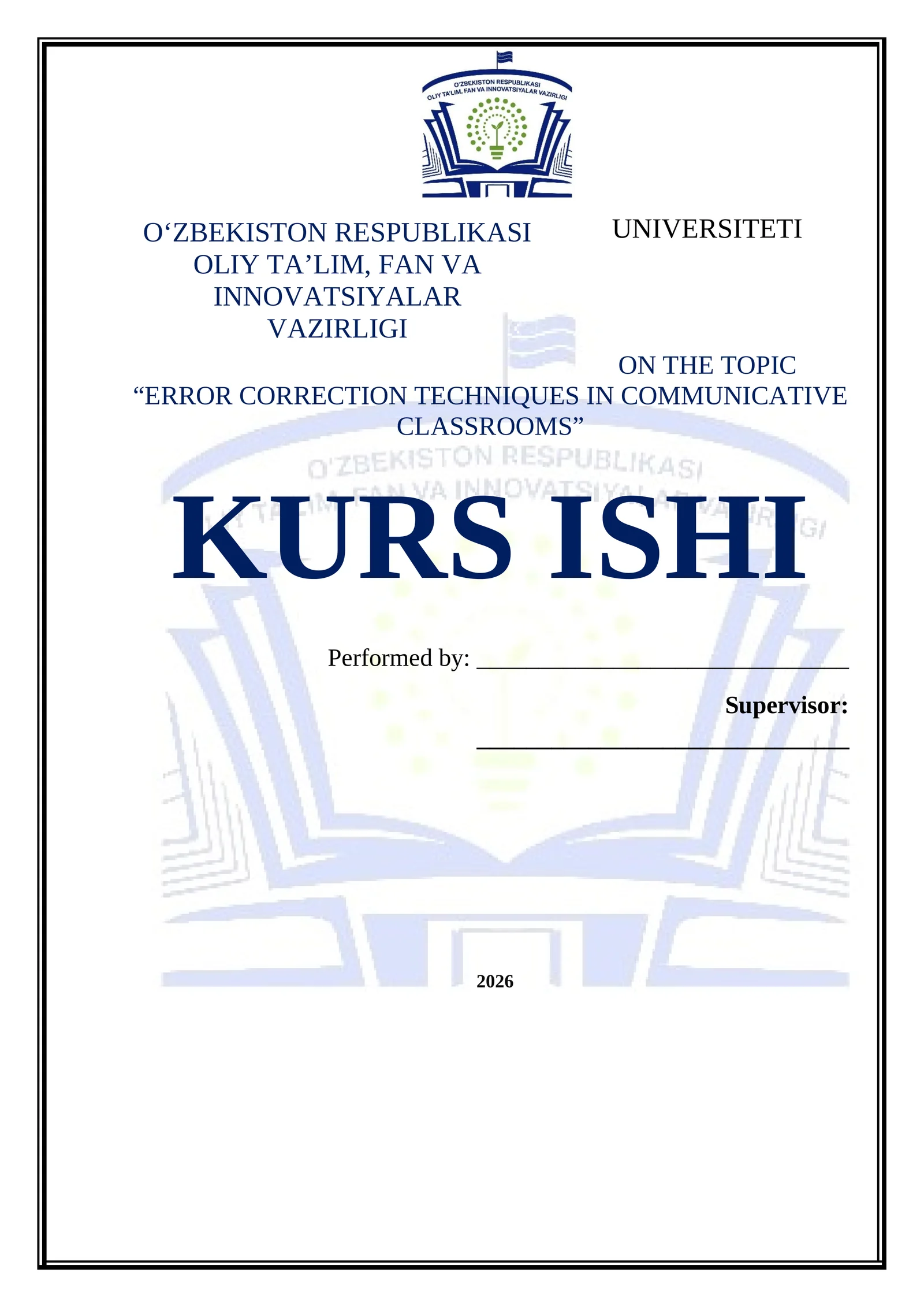 ERROR CORRECTION TECHNIQUES IN COMMUNICATIVE CLASSROOMS