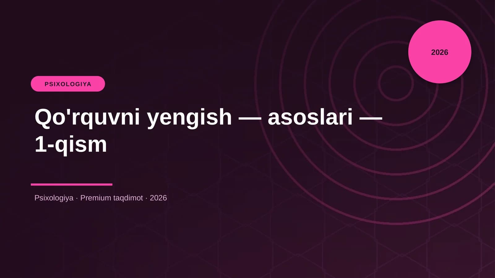 Qo'rquvni yengish — asoslari — 1-qism