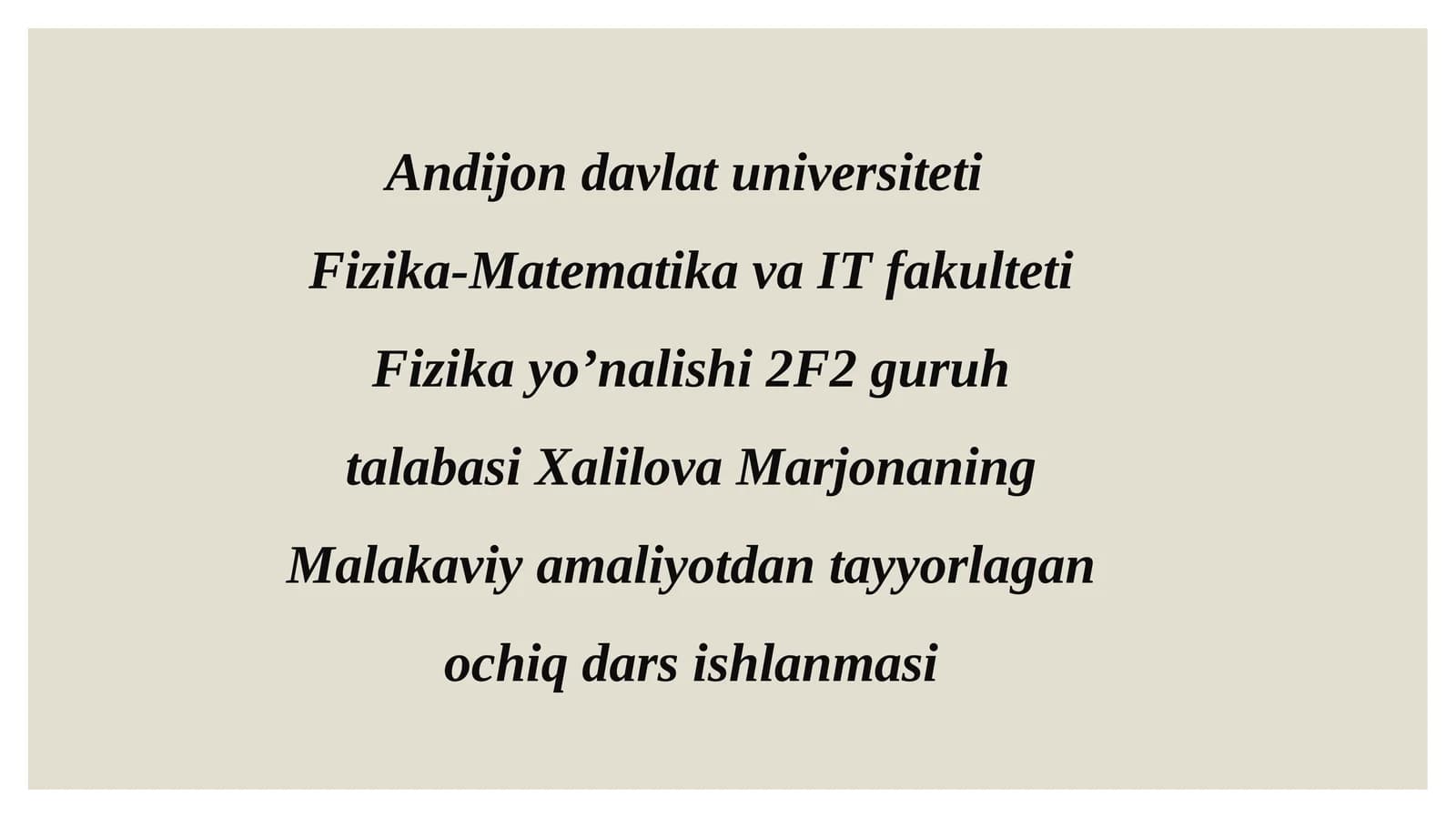 Malakaviy amaliyot dasturi