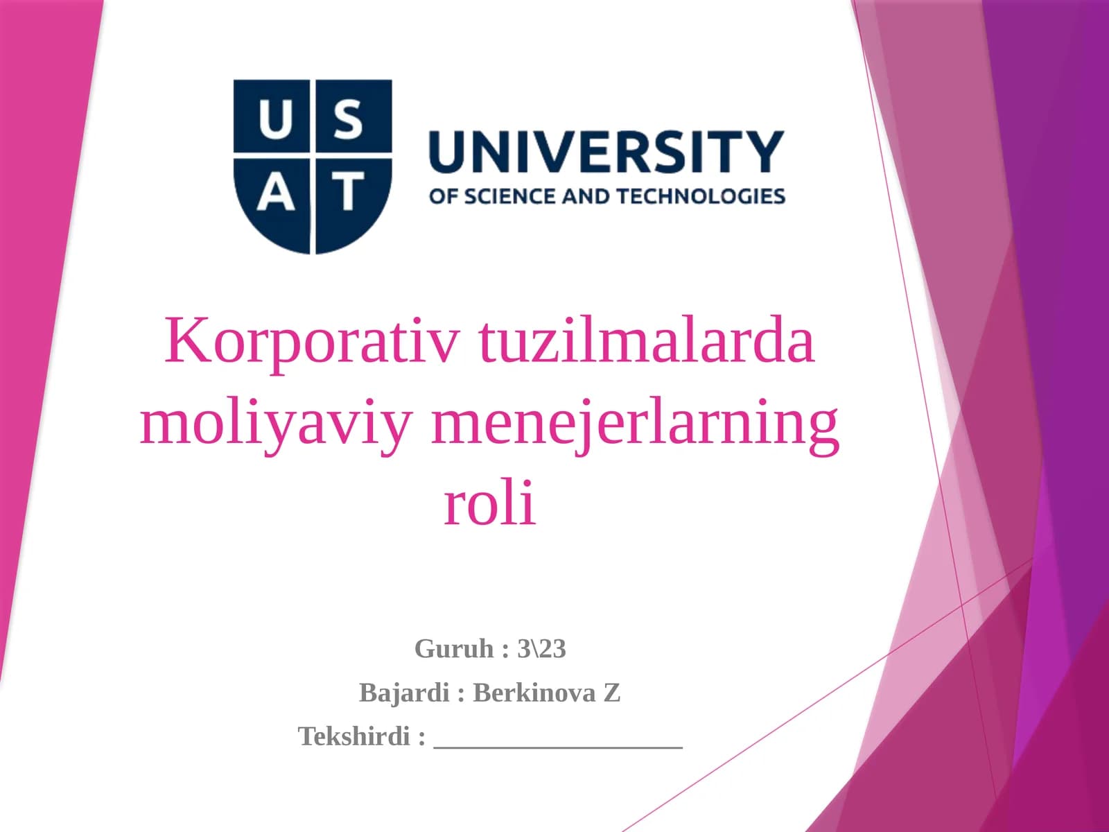 Korporativ tuzilmalarda moliyaviy menjerlarning roli