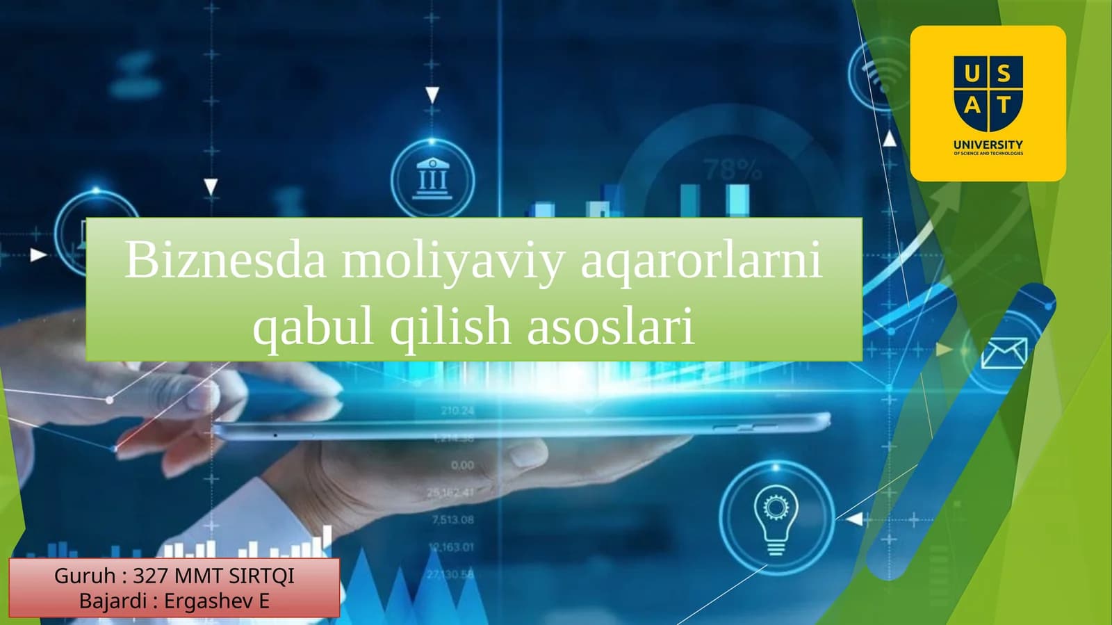 MOLIYAVIY QARORLAR QABUL QILISH ASOSLARI