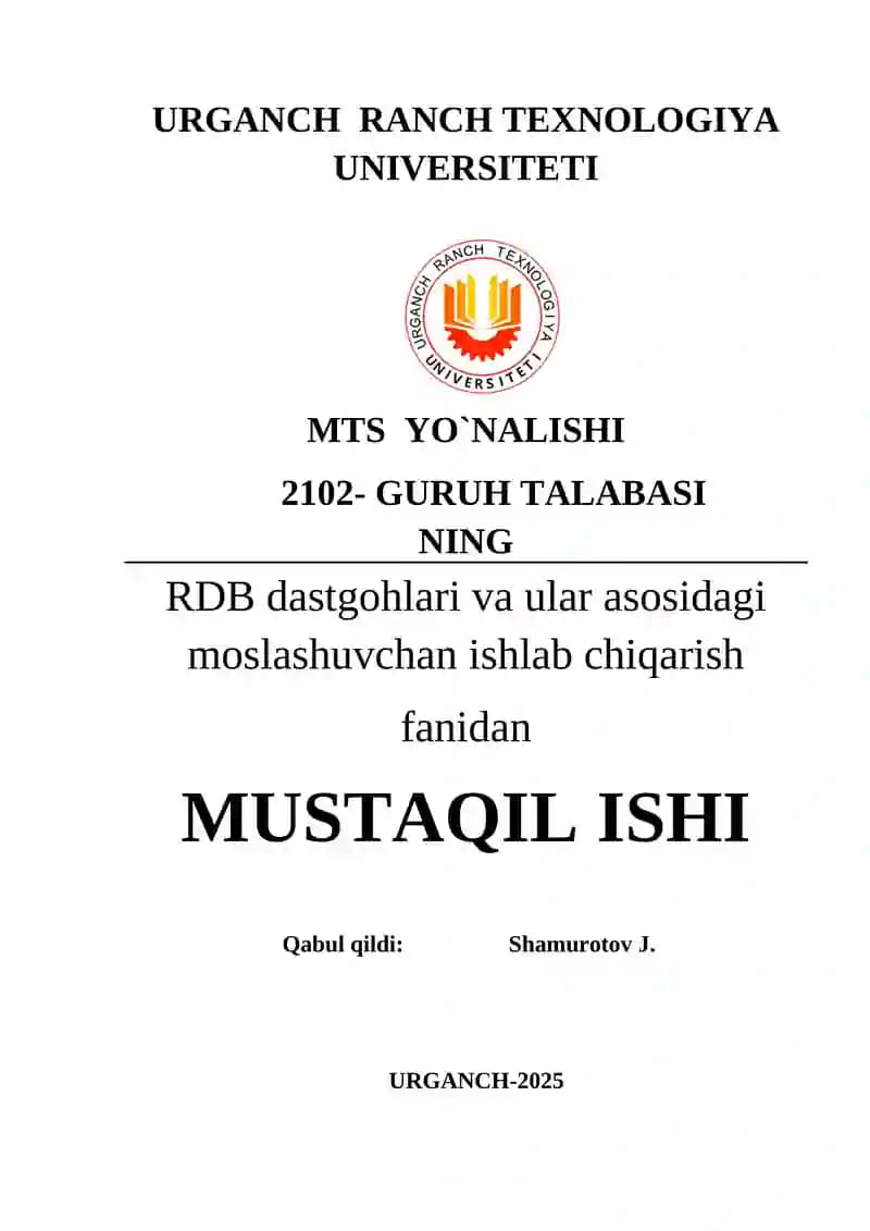 Strukturaviy texnologik modellash (STM) asoslari