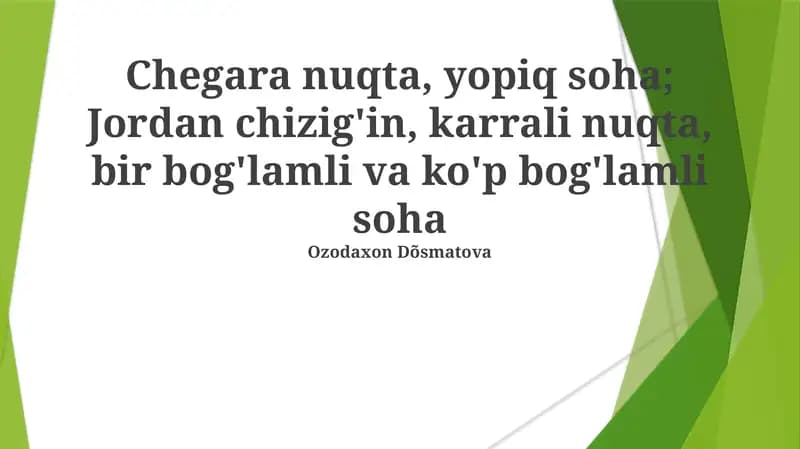 Singular nuqta va chegara nuqtalari