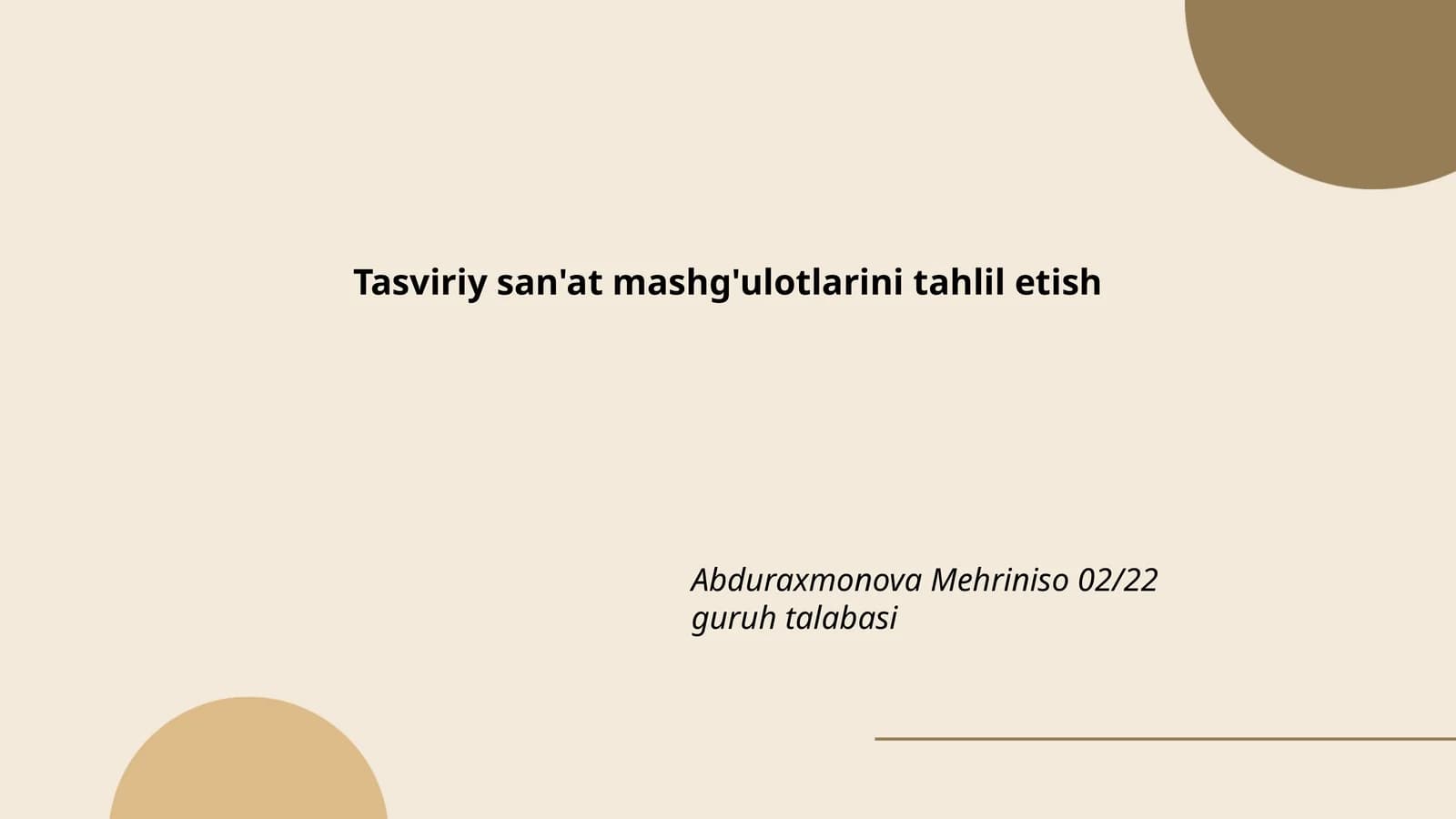Tasviriy san'at mashg'ulotlarini tahlil etish