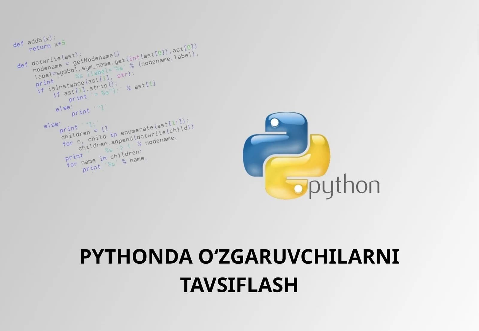 PYTHONDA O'ZGARUVCHILARNI TAVSIFLASH
