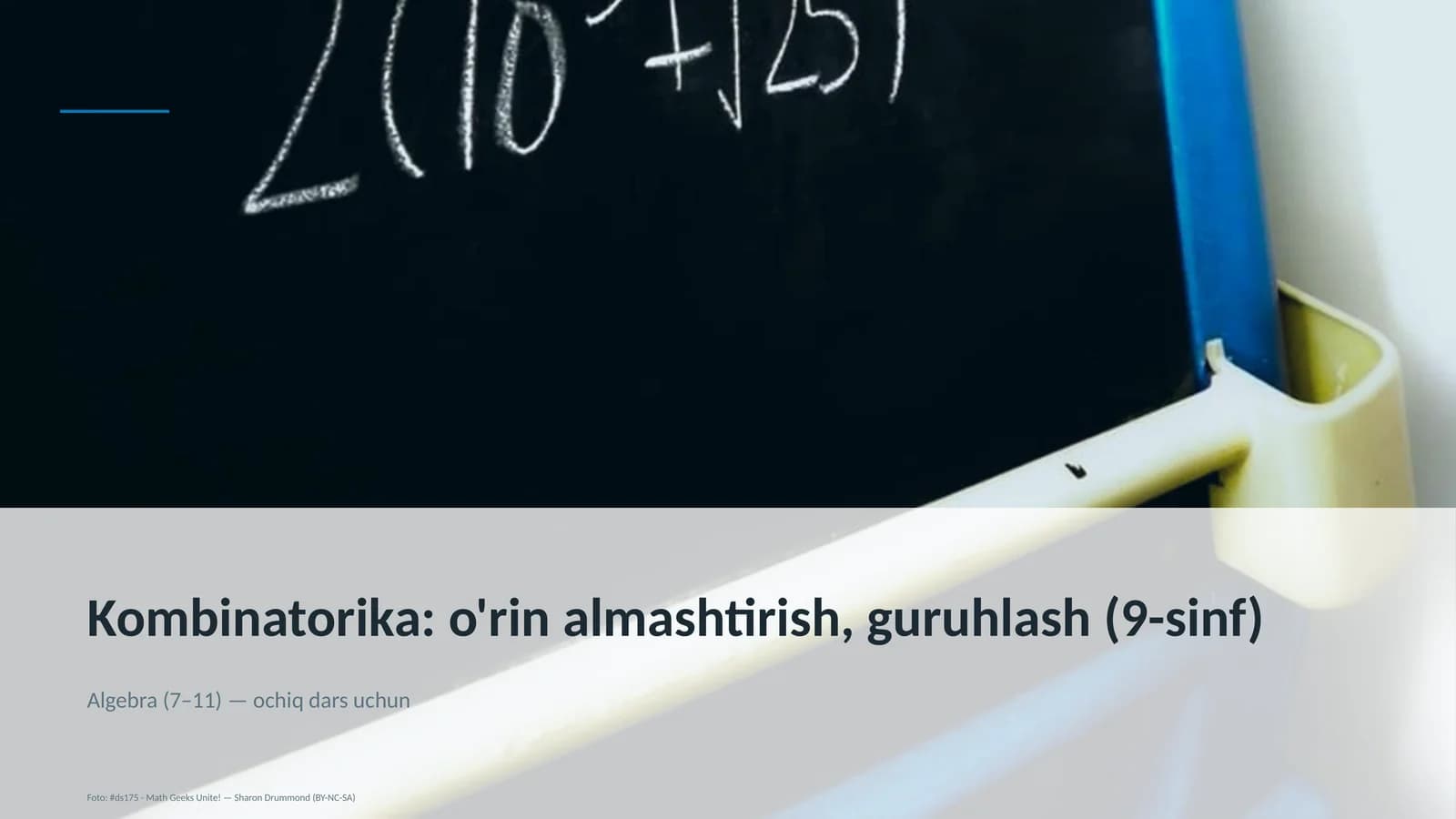 Kombinatorika: o'rin almashtirish, guruhlash (9-sinf)