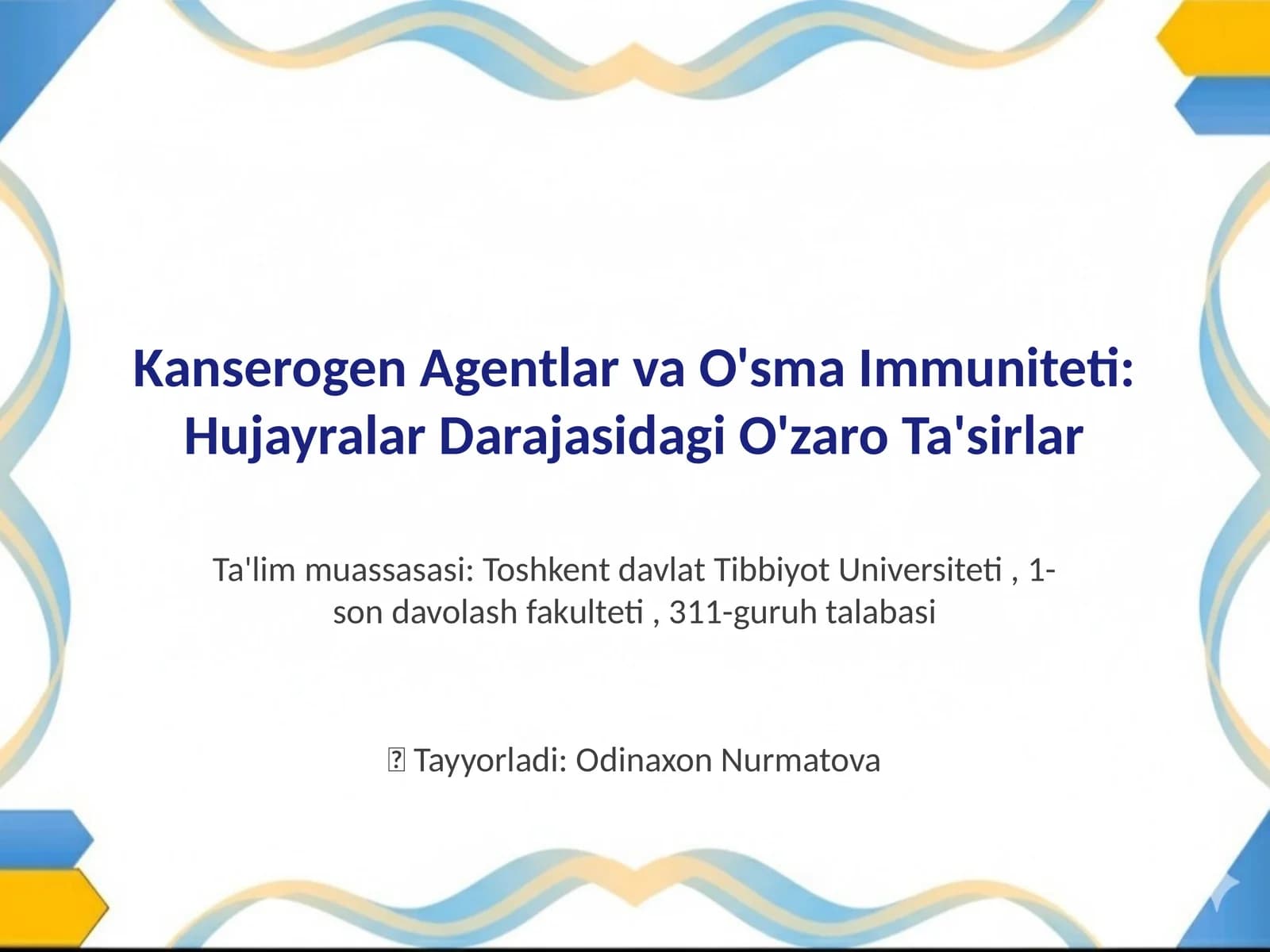 Kanserogen Agentlar va O'sma Immuniteti: Hujayralar Darajasidagi O'zaro Ta'sirlar