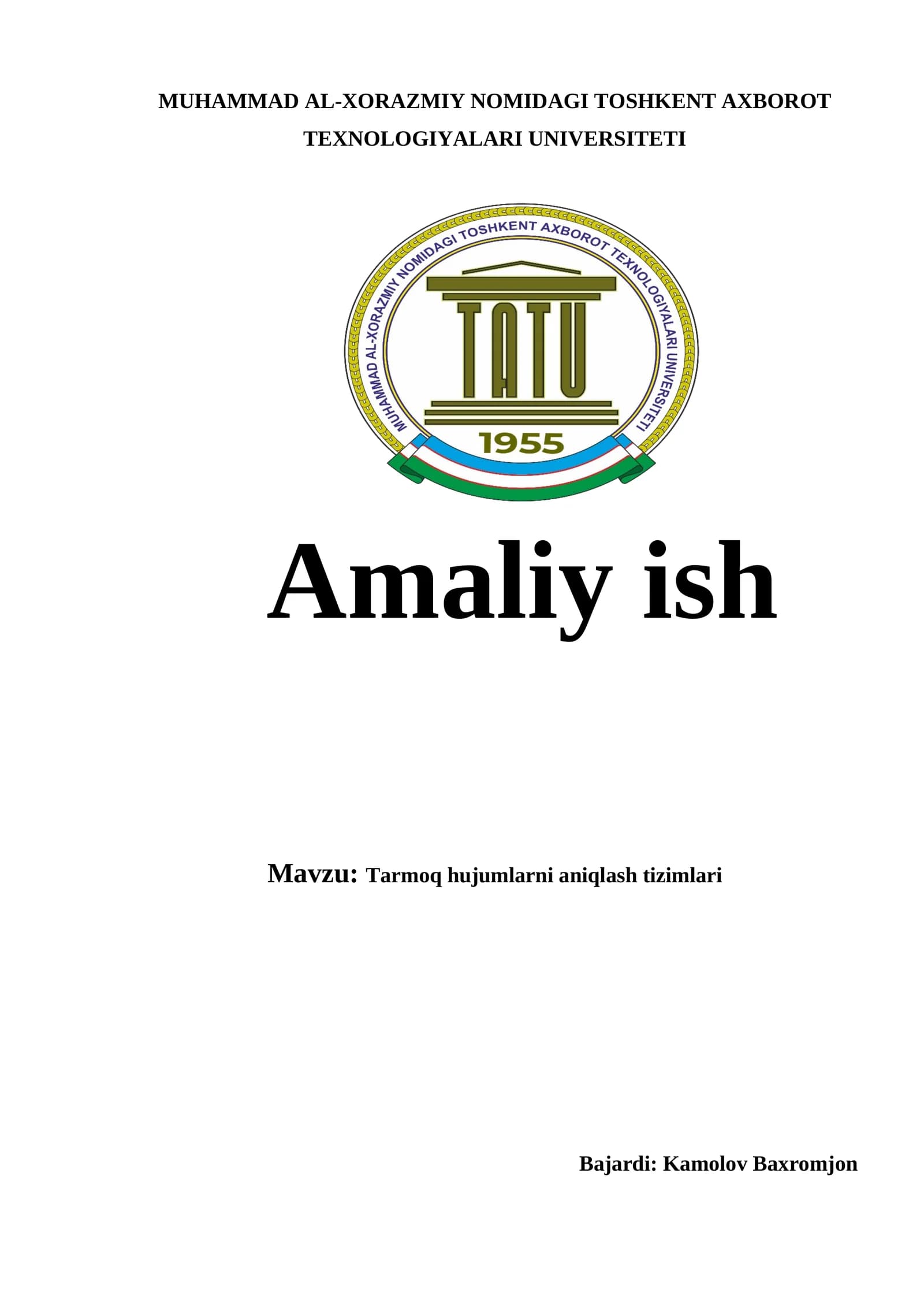 Tarmoq hujumlarni aniqlash tizimlari