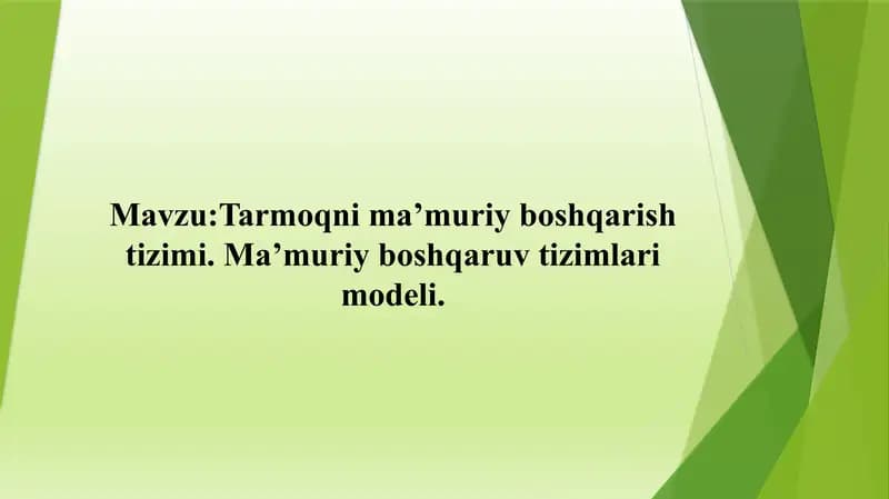 Tarmoq nima'muriy boshqarish tizimi
