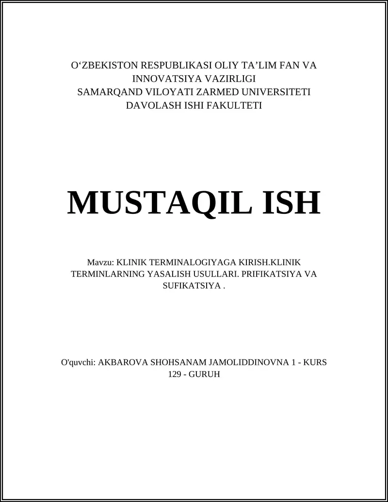 KLINIK TERMINALOGIYAGA KIRISH
