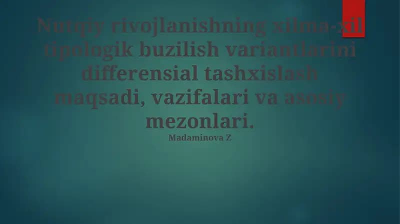 Nutq Rivojlanish Buzilishlari
