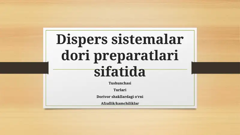 Dispers sistemalar