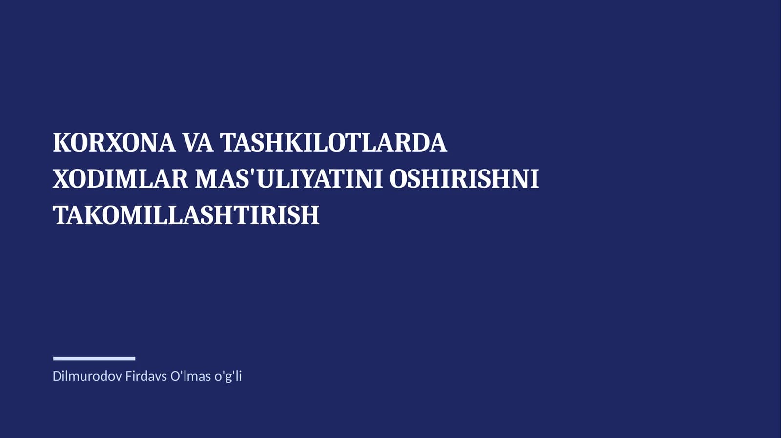 Xodimlarda mas'uliyat tushunchasi