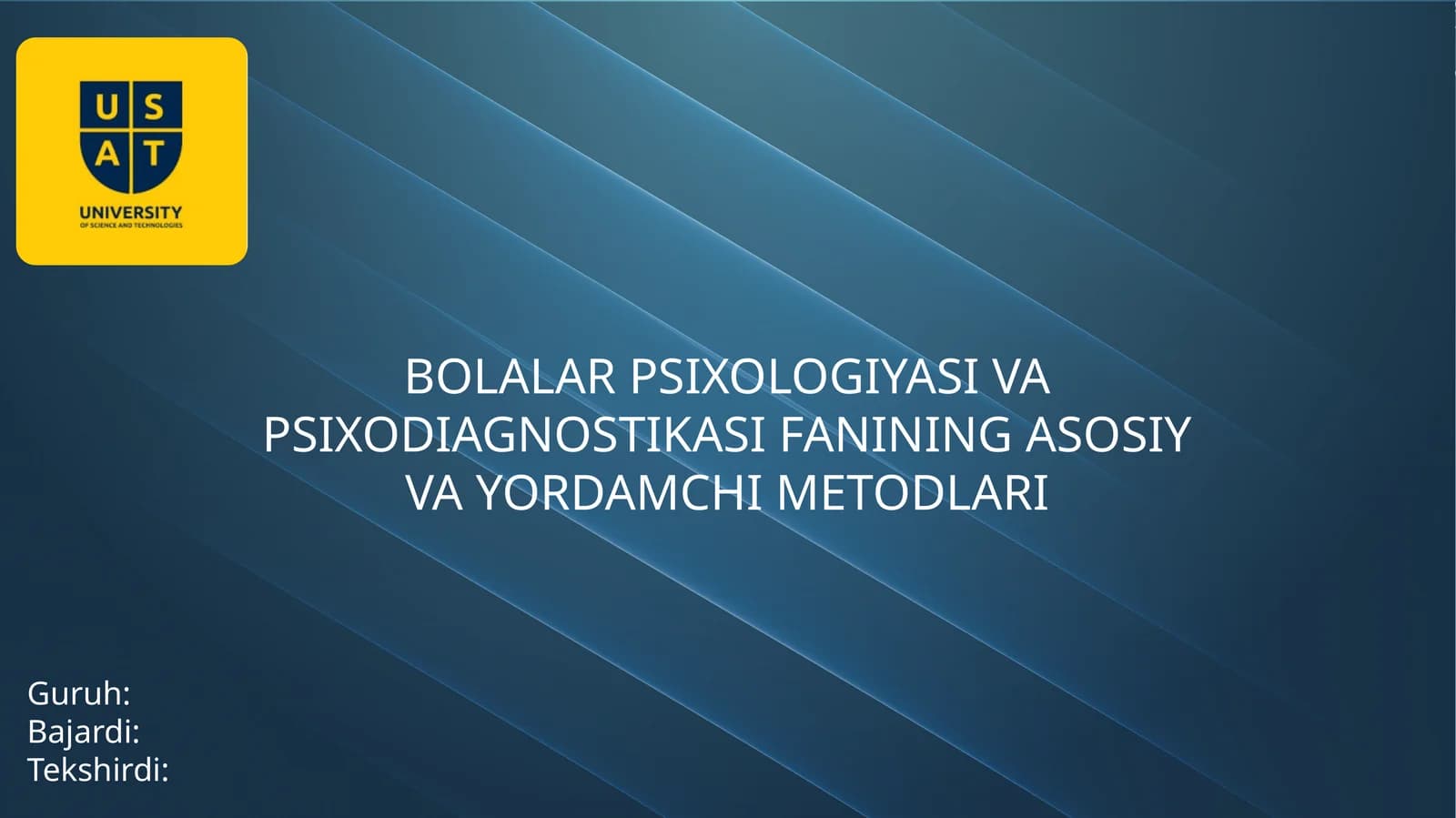 Bolalar psixologiyasi va psixodiagnostikasi fanining asosiy vayor chimetodlari