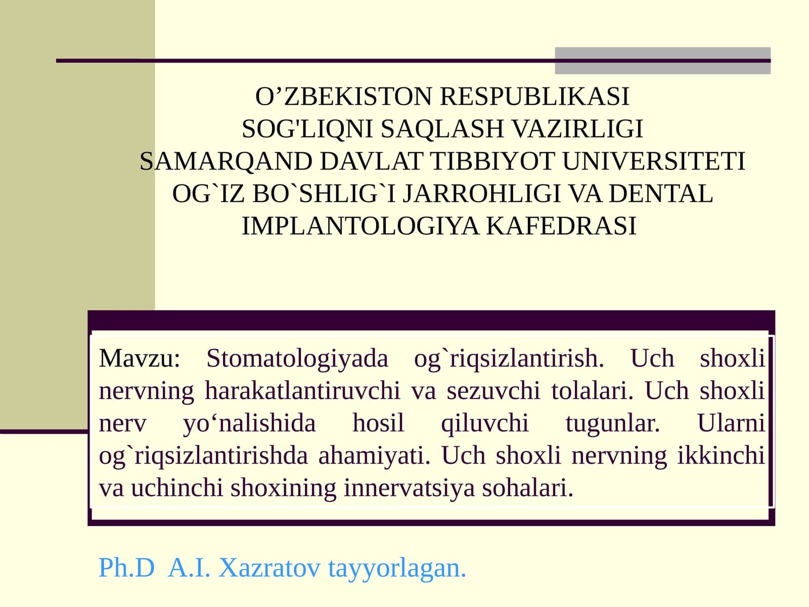 O’ZBEKISTON RESPUBLIKASI
