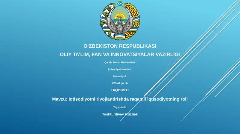 Raqamli iqtisodiyotning roli