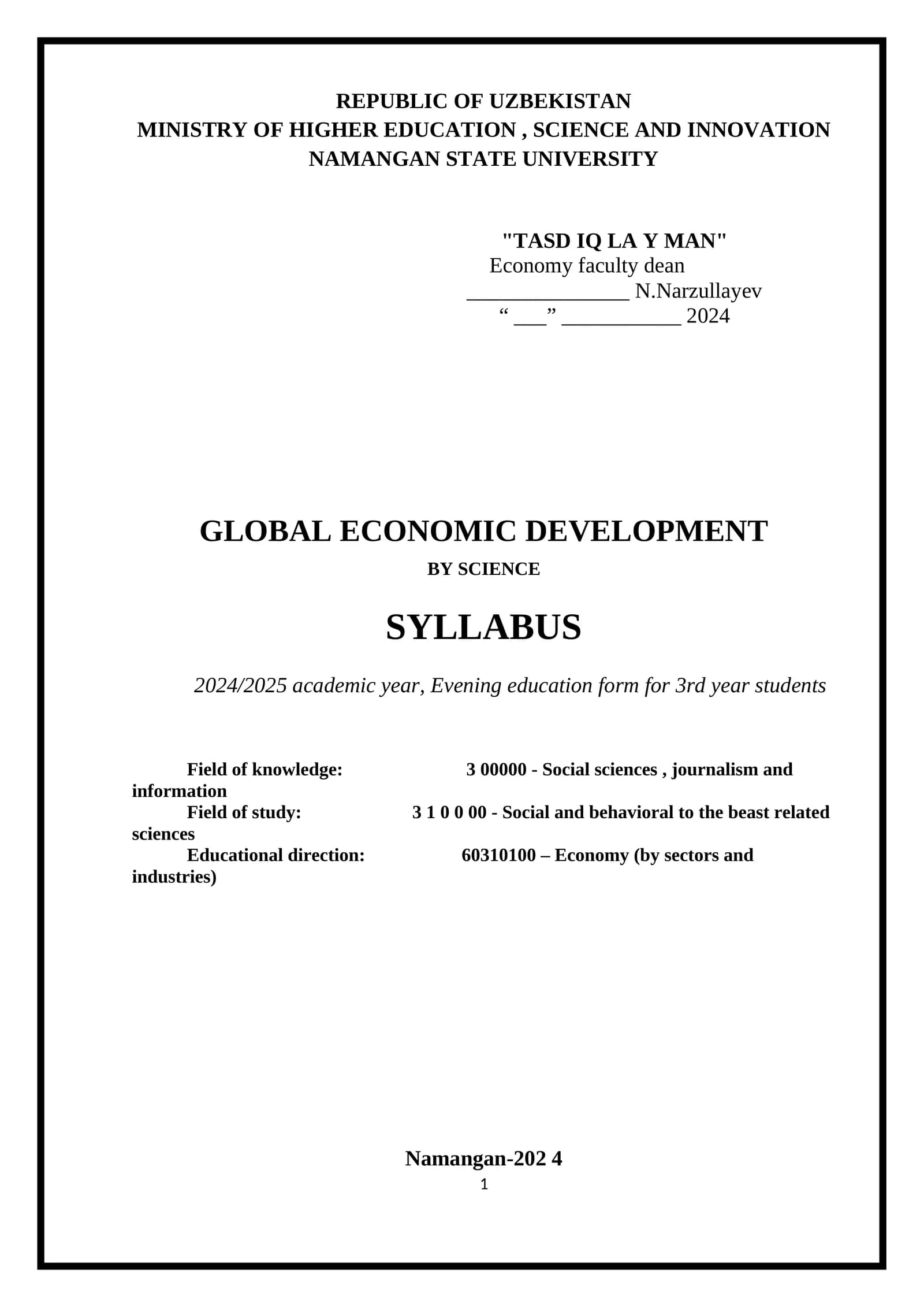 Global economic development
