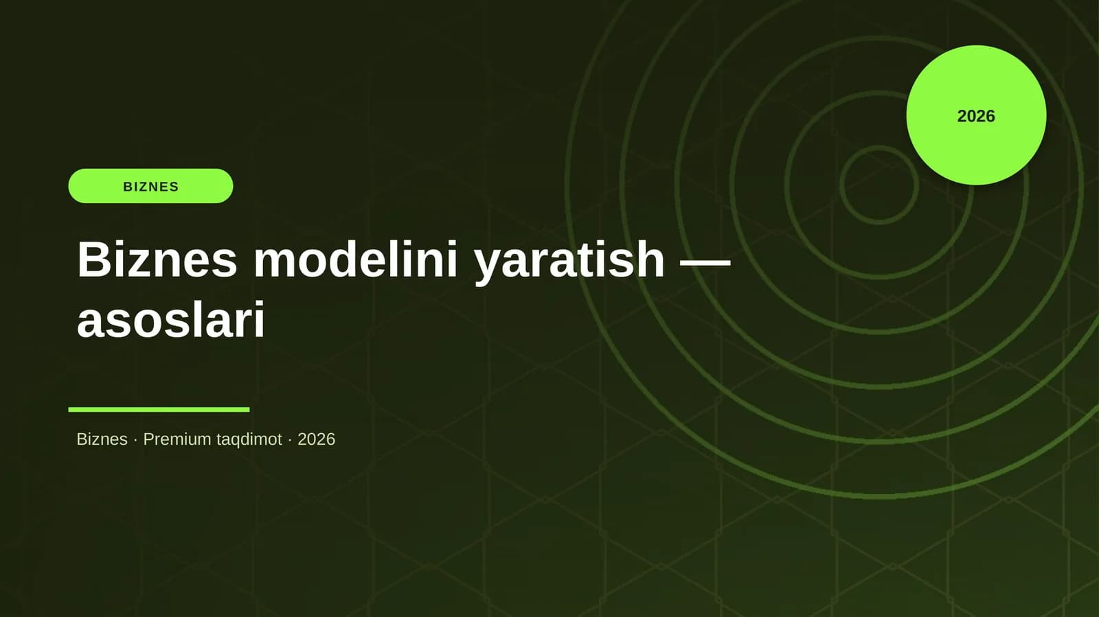 Biznes modelini yaratish — asoslari