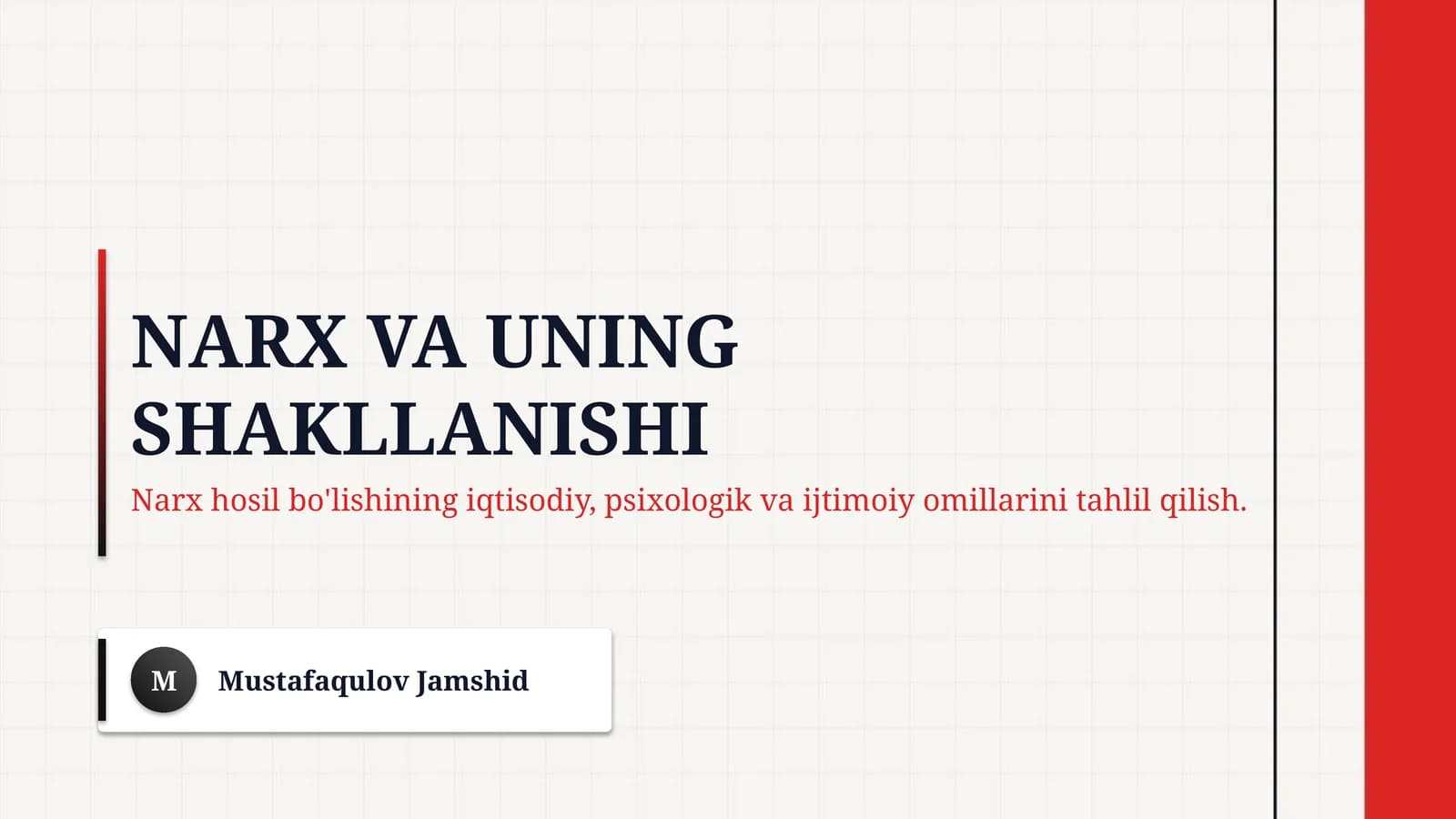 Narx va uning shakllanishi