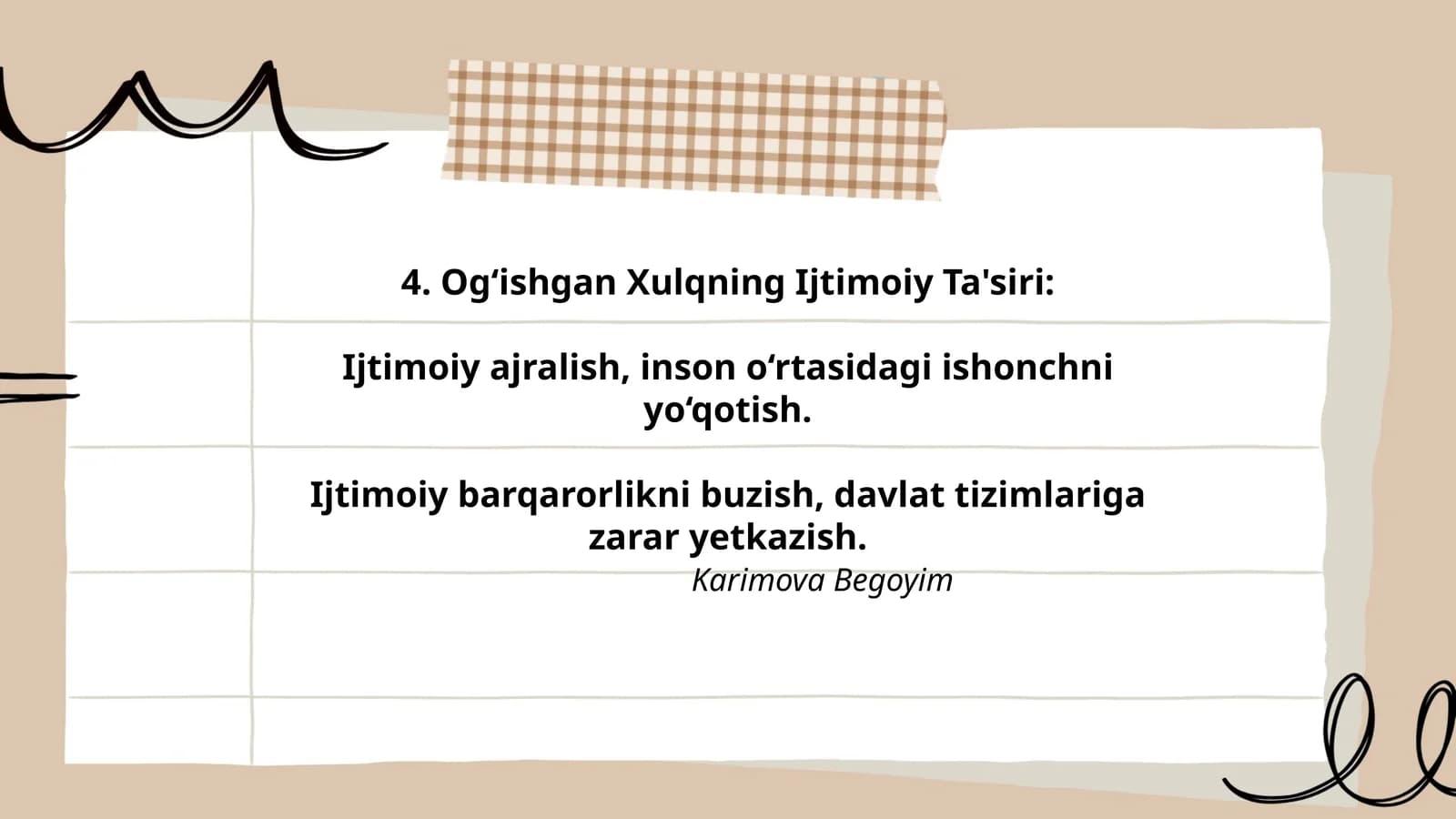 Og‘ishgan Xulqning Ijtimoiy Ta'siri