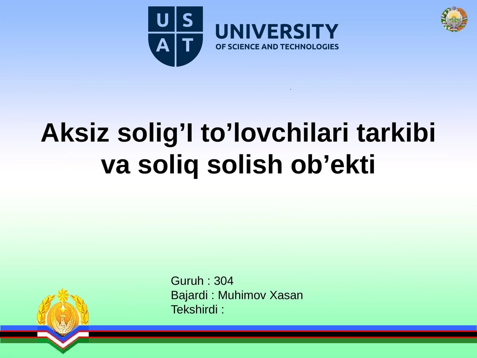 Aksizsolig’Ito’lovchilaritarkibivasoliqsolishob’ekti