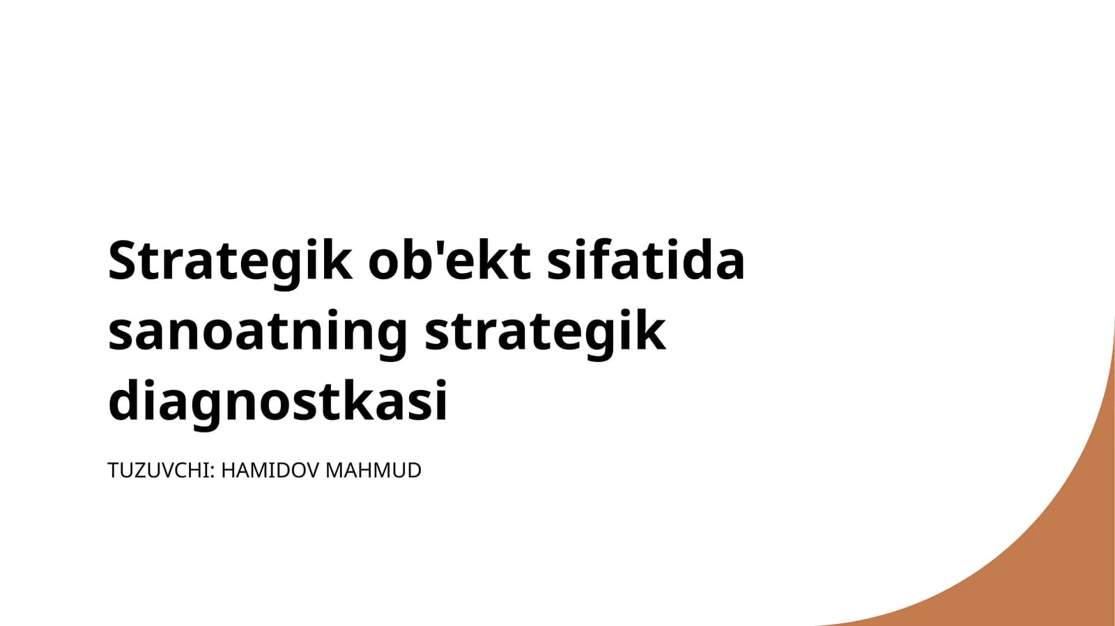 Strategik ob'ekt sifatida sanoatning strategik diagnostkasi