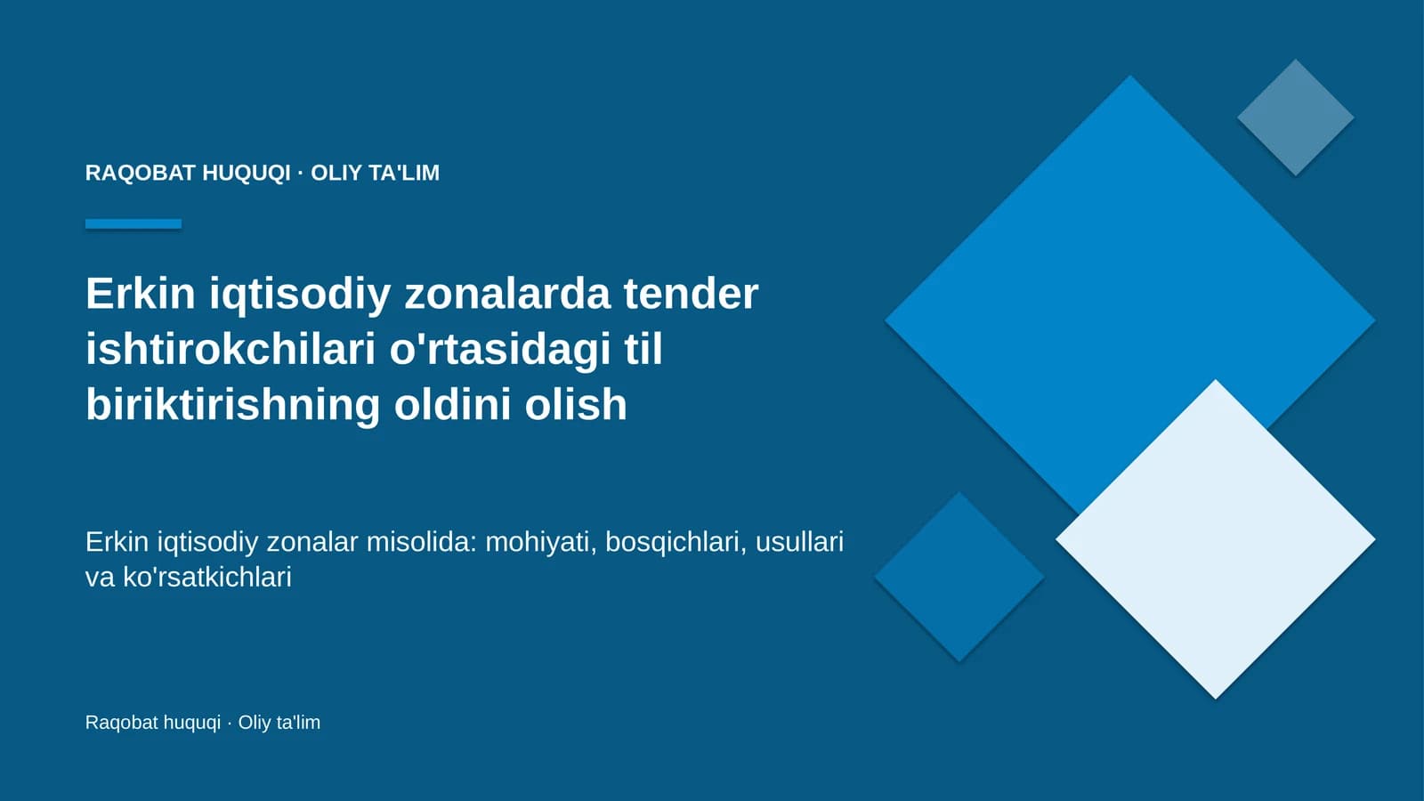 erkin iqtisodiy zonalarda tender ishtirokchilari o'rtasidagi til biriktirishning oldini olish 8752