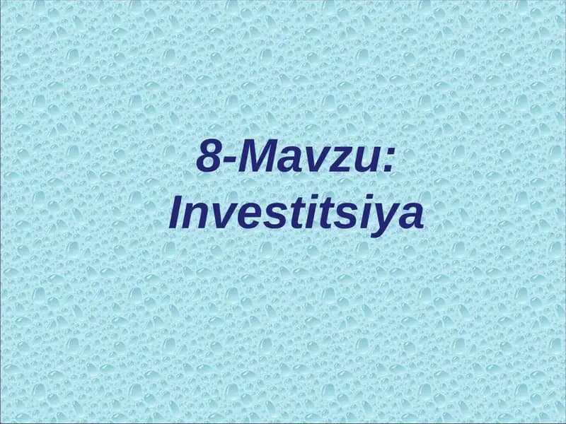 Investitsiya