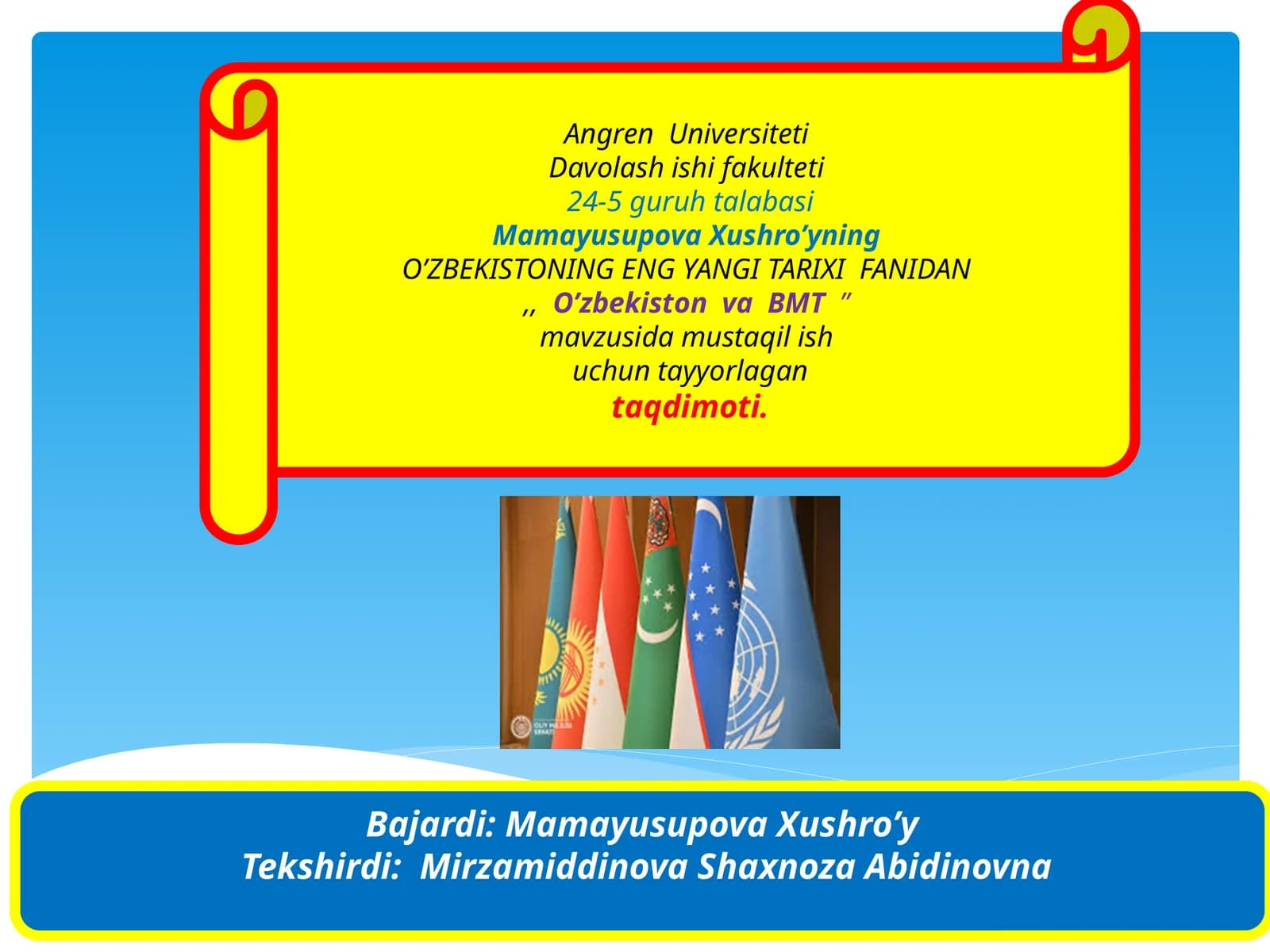 O’ZBEKISTONING ENG YANGI TARIXI FANIDAN